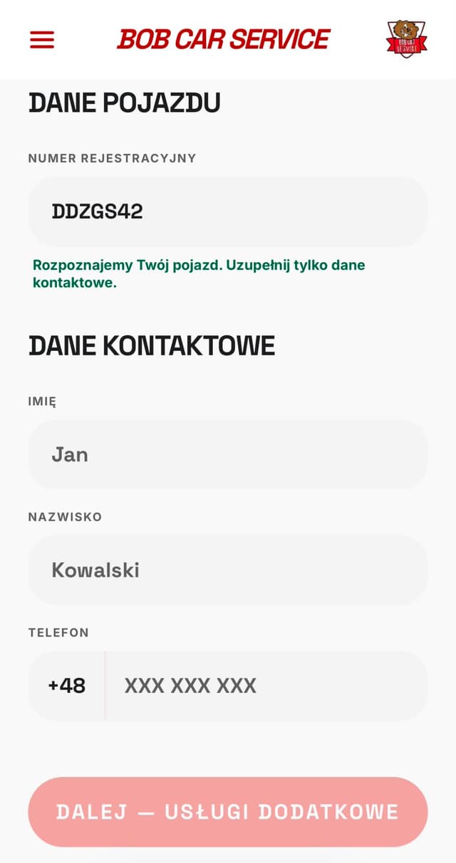 BobCar Service — krok 2